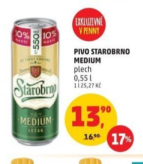 Pivo Starobrno Medium
