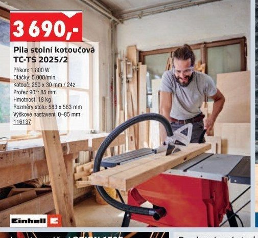 Pila stolní kotoučová TC-TS 2025/2 - UNI HOBBY akcniletaky.com
