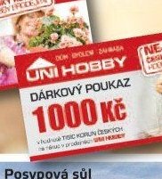 UNI HOBBY Dárkový poukaz 1000 Kč - UNI HOBBY akcniletaky.com