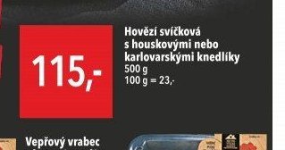 Hovězí svíčková s houskovými nebo karlovarskými knedlíky