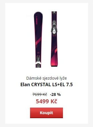Dámské sjezdové lyže Elan CRYSTAL LS+EL 7.5