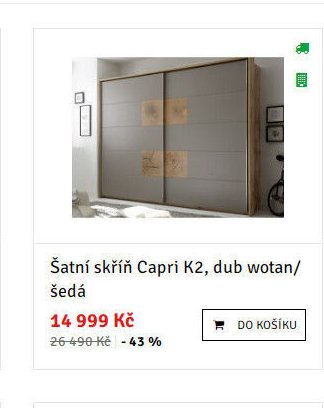Šatní skříň Capri K2, dub wotan/šedá - ASKO akcniletaky.com