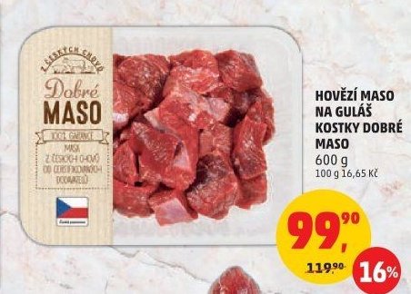 Hovězí maso na guláš kostky Dobré maso