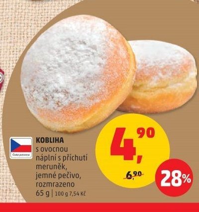 Kobliha s ovocnou náplní s příchutí meruněk