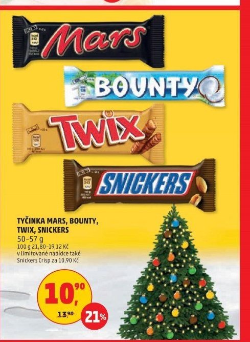 TYČINKA MARS, BOUNTY, TWIX, SNICKERS