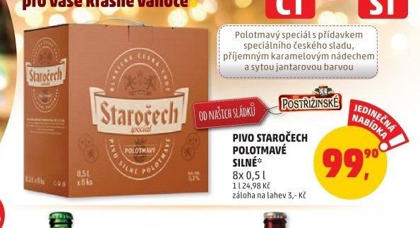 Pivo Staročech polotmavé silné 8x 0,5 l