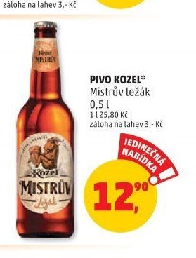 Pivo Kozel Mistrův ležák 0,5 l