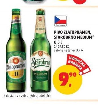 Pivo Zlatopramen, Starobrno Medium 0,5 l