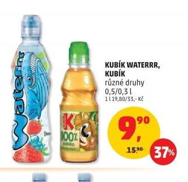 KUBÍK WATERRR, KUBÍK různé druhy 0,5/0,3 l
