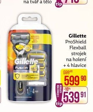 Gillette ProShield Flexball strojek na holení + 4 hlavice