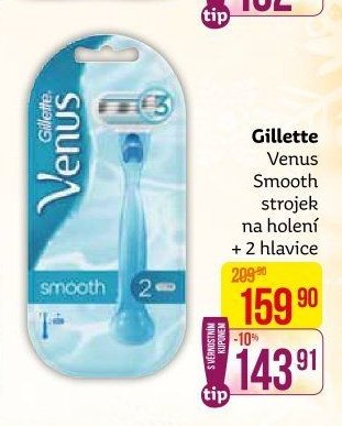 Gillette Venus Smooth strojek na holení + 2 hlavice