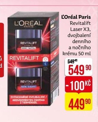 L'Oréal Paris Revitalift Laser X3, dvojbalení denního a nočního krému 50 ml