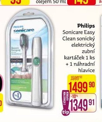 Philips Sonicare Easy Clean sonický elektrický zubní kartáček 1 ks + 1 náhradní hlavice