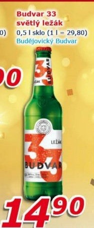 Pivo světlý ležák 33 Budweiser Budvar