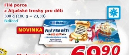 Rybí filé pro děti bez kosti mražené Nowaco