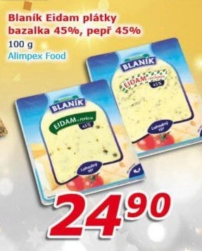 Sýr Eidam 45% s bazalkou Blaník