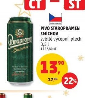 PIVO STAROPRAMEN SMÍCHOV světlé výčepní, plech 0,5l