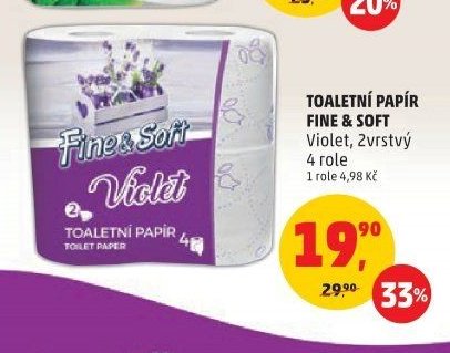 TOALETNÍ PAPÍR FINE & SOFT Violet, 2vrstvý 4 role