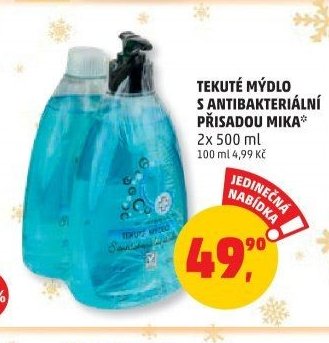 Tekuté mýdlo s antibakteriální přísadou Mika