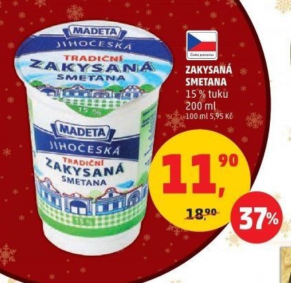 Madeta Jihočeská zakysaná smetana 15 %