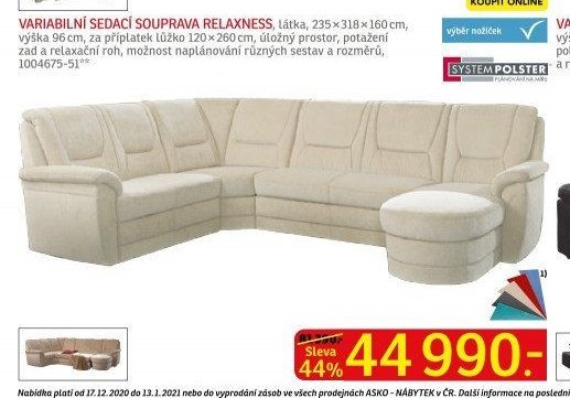 VARIABILNÍ SEDACÍ SOUPRAVA RELAXNESS - ASKO akcniletaky.com