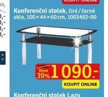 Konferenční stolek, čiré/černé sklo - ASKO akcniletaky.com
