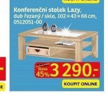 Konferenční stolek Lazy, dub řezaný/sklo - ASKO akcniletaky.com