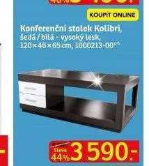 Konferenční stolek Kolibri, šedá/bílá - vysoký lesk - ASKO akcniletaky.com