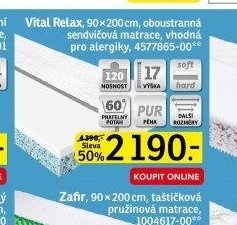 Vital Relax, 90x200 cm, oboustranná sendvičová matrace - ASKO akcniletaky.com