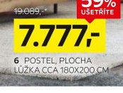 6 POSTEL, PLOCHA LŮŽKA CCA 180X200 CM