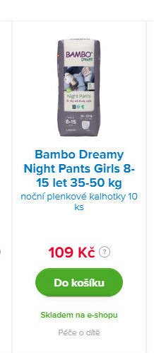 Bambo Dreamy Night Pants Girls 8-15 let 35-50 kg noční plenkové kalhotky 10 ks