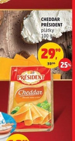 CHEDDAR PRÉSIDENT plátky
