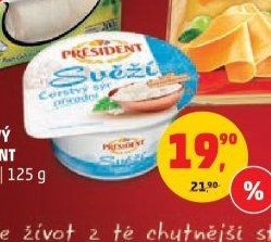 SVĚŽÍ ČERSTVÝ SÝR PRÉSIDENT