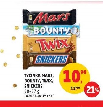 TYČINKA MARS, BOUNTY, TWIX, SNICKERS