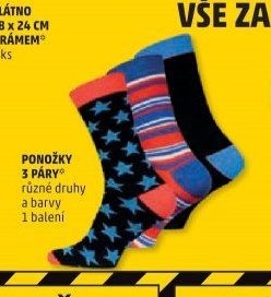 PONOŽKY 3 PÁRY různé druhy a barvy 1 balení