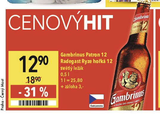 Gambrinus Patron 12 / Radegast Ryze hořká 12