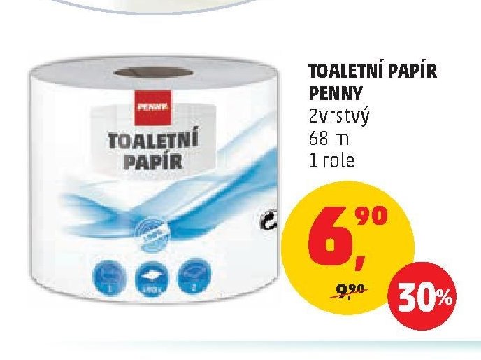 TOALETNÍ PAPÍR PENNY 2vrstvý 68 m 1 role