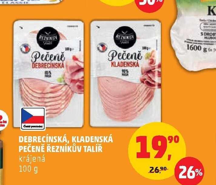 Debrecínská, Kladenská pečeně Řezníkův talíř krájená 100 g