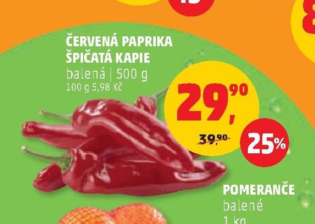 Červená paprika špičatá kapie balená 500 g