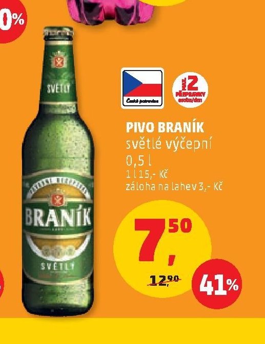 Pivo Braník světlé výčepní 0,5 l
