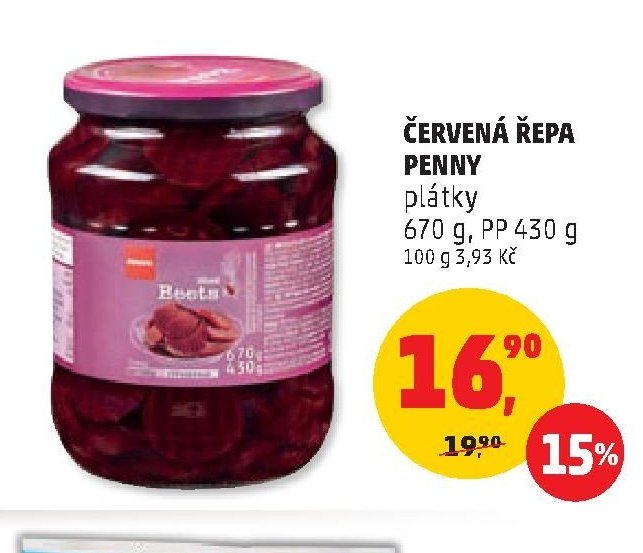 ČERVENÁ ŘEPA PENNY plátky 670 g