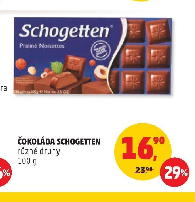 ČOKOLÁDA SCHOGETTEN různé druhy 100 g