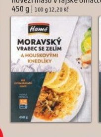 Hamé moravský vrabec se zelím a houskovými knedlíky