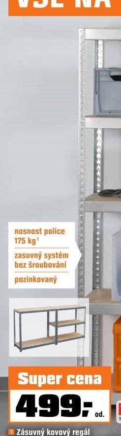 Zásuvný kovový regál