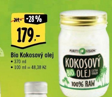 Kokosový olej bio Purity Vision