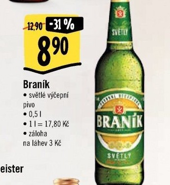 Pivo světlé výčepní 10° Braník
