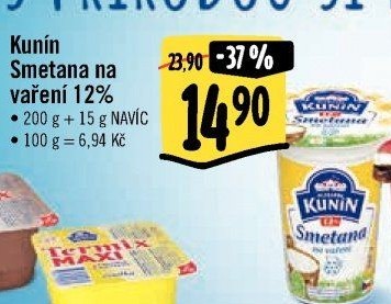 Smetana na vaření Kunín 12%