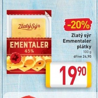 Zlatý sýr Emmentaler plátky