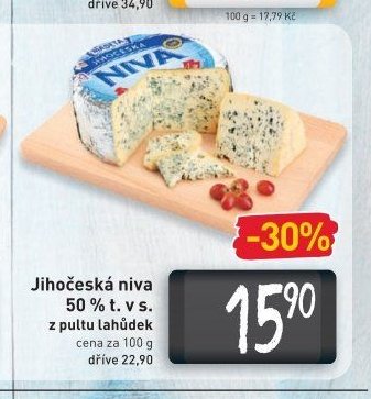 Jihočeská niva 50 % t. v s. z pultu lahůdek