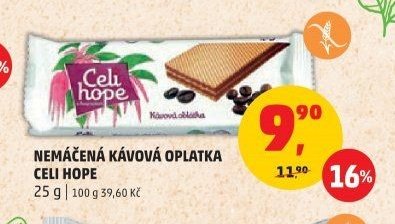 Nemáčená kávová oplatka Celi Hope